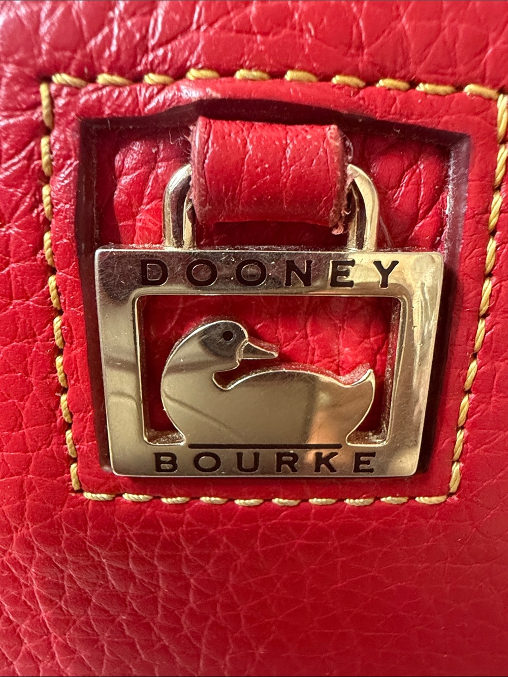 Dooney & Bourke Red Pebbled Leather Zip Wallet with Gold Plaque - Picture 3 of 11